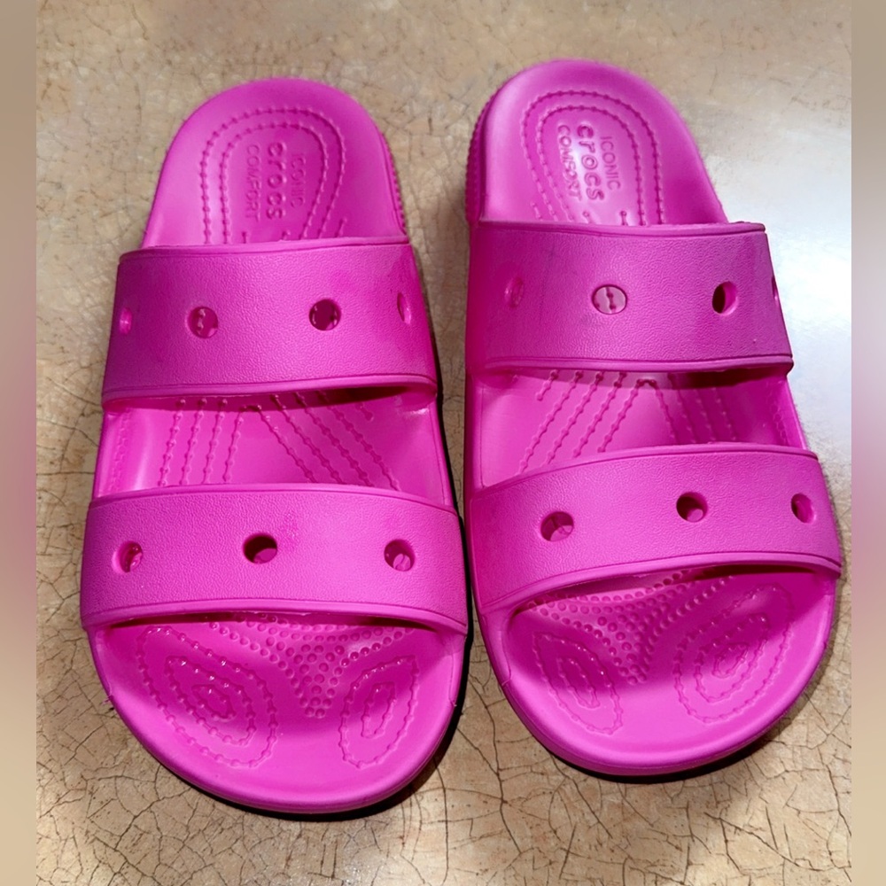 Kids Pink Croc Slide Sandals